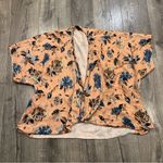 Topshop 8 Chateau Femme Print Satin Peach Kimono Jacket Topper Floral Photo 2