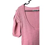 Free People Rose Pink Ribbed Scoop Neck Puffed Short Sleeve Top L Photo 3