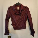 Decree  burgundy Faux leather jacket size womens small Photo 0
