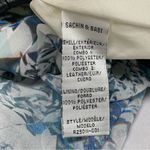 Sachin + Babi  Leather & Blue Printed Pleated Accents Strapless Maxi Long Dress Photo 9