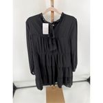 KIRUNDO Women's Ruffle Mock Neck Tiered Dress Black Size Large NWT Wednesday Photo 13