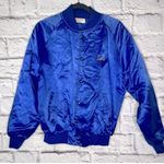 Vintage blue satin bomber jacket size medium Photo 0
