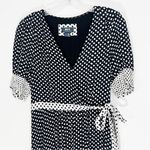 Anthropologie Maeve Breanna Polka Dot Wrap Midi Dress Black White Size 4 Photo 3