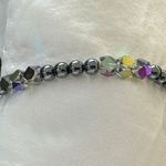 Handmade NEW! Beautiful Beaded Toggle Bracelet Iridescent & Gray Pearl Glass Beads Photo 5