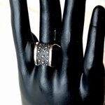 MICHAEL DAWKINS Sterling Silver Starry Night Oxidized Caviar Accented Ring Sz 7 Black Photo 2