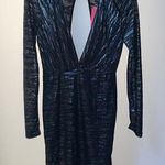 Love Culture  Plunge Long Sleeve Shiny Dress Photo 0