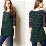 Anthropologie Postmark Women’s Shirt Forest Stripe Tunic Green Navy Medium Photo 1