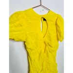 DE LA VALI Yellow Middle Front Cutout Ruching Flowy Sheer Skirt Olympia Gown 14 Size 10 Photo 6