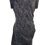 Ann Taylor Grey Peplum Animal Print Ruched Pleated Side Dress Size SP Photo 0