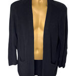 Old Navy Open Front Cardigan Longline Rib Knit Pocket Sweater Black L Photo 0