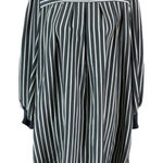 LDT Striped Balloon Sleeve Tunic‎ Dress Gray White Modest Chic Oversized 12 Photo 0