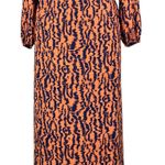 Elizabeth and James Orange Animal Print Flowy Midi Dress Photo 2