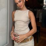 ZARA  mini fitted dress bodycon tan casual blogger with waist belt  Photo 6