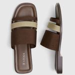 Vivaia Doris Square Toe Slide Sandal Old Money Knit Comfort Brown Cream Brown 8 Photo 0