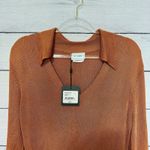St. John  NWT Ribbed Knit V-Neck Sweater Blouse Orange Sz Large Party Modern $495 Photo 2