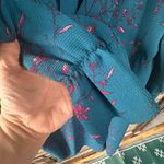 Charming Charlie Midi Dress Faux Wrap Bell Sleeve Long Floral Blue Plus 2X Photo 3