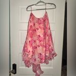 Anthropologie  mini pink dress tie neck size small Photo 5