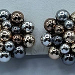 Vintage Vogue mixed metals beaded clip earrings. Silver Photo 0