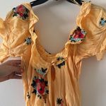 Free People  floral embroidered puff sleeve maxi dress in yellow,Size Large, $268 Photo 14