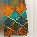 Chico's Chico’s Multicolor Diamond Print Patchwork Pom Pom Rectangular Scarf Photo 5