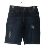 Ymi Jeans Womens Mid-rise Ripped Bermuda Shorts Dark Jean Short Size 7/28 NWT Photo 0