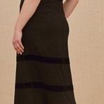Torrid Special Occasion Black Crepe Scuba Knit Velvet Stripe Maxi Gown Black 16 Photo 1