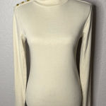 J.Crew Perfect Fit Ribbed Cream Long Sleeve Turtleneck Neck Buttons Preppy sz S Photo 0