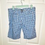 American Eagle  Outfitters White Blue Plaid Roll Tab Bermuda Cotton Shorts Size 8 Photo 6