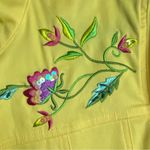 Quacker Factory  Size Medium Yellow Full Zip Jacket Embroidered Butterflies Photo 3