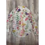 Equipment Femme Sheer Floral Silk Button Up Shirt Size Medium White Photo 6