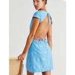 Free People Free-est Mika Mini Dress Striped Open Tie Button Back Cotton Linen S Photo 1