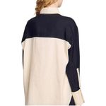 Sandro Two-Tone Long-Sleeve Linen-Blend Shirt Sz: S Photo 2