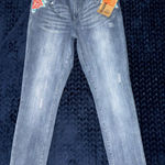 Ruff Hewn  Embroidered Rose‎ Jeans Distressed Denim True Crop Size 6 Photo 0