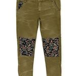 Free People Green Floral Patch Knees Jeans Size 2 Photo 0