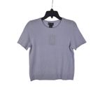 C by Bloomingdales Cashmere Short Sleeve Top Sweater Crew Neck Periwinkle M Purple Size M Photo 4