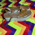 ZARA  PLATFORM WEDGE LEATHER SANDALS Photo 8