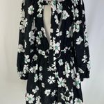 Topshop New Floral Tie Back V-Neck Long Sleeve Romper Black Multi Size Small Photo 14