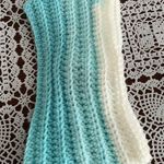 Handmade Twisted Crochet Head Band Aqua Blue White Stretchy One Size Warm Winter Attire Photo 3