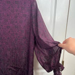 Halogen Purple Maroon Metallic Balloon Sleeve Blouse Size S V Neck Top Photo 6