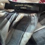 Mother of Pearl Navy White Plaid Velvet Tie Puff Sleeve Silk Blend Blouse Size 6 Blue Photo 7