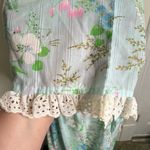 Vintage JC Penny Floral Robe House Dress NO SIZE Empire Waist Pastel eyelet Trim Blue Photo 4