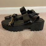 Forever 21 Chunky Block Strappy Sandals With Chains, Black, Size 7.5, NWOT Photo 6