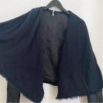 Free People OB418010 Black Coated Waxed Jeans Draped Front Cropped Moto Jacket 6 Photo 4