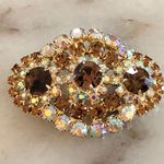 Magnificent Vintage Rhinestone Brooch High End W AB & Root Beer Color Stones Multiple Photo 6