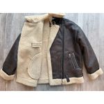 ZARA Women’s Small Moto Double Faced Black Faux Leather Shearling Aviator Jacket Photo 2