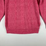 CAbi Cable Knit Sweater Women XS Pink Cotton Blend Long Sleeve Elsa 4245 Photo 6