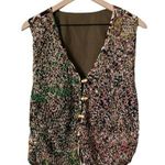 Vintage Knit Rose & Leopard Print Vest Size Medium Photo 0
