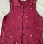 Classic Elements NWOT vintage  burgundy embroidered floral bead vest S dead stock Photo 11