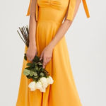 House Of CB Alicia Tangerine Orange Midi Sun Dress XS NWT Photo 0