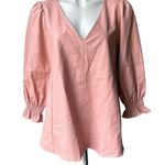 Tuckernuck Easton Blush Pink Faux Leather Swing Blouse 3/4 Sleeve, Sz XL Photo 0